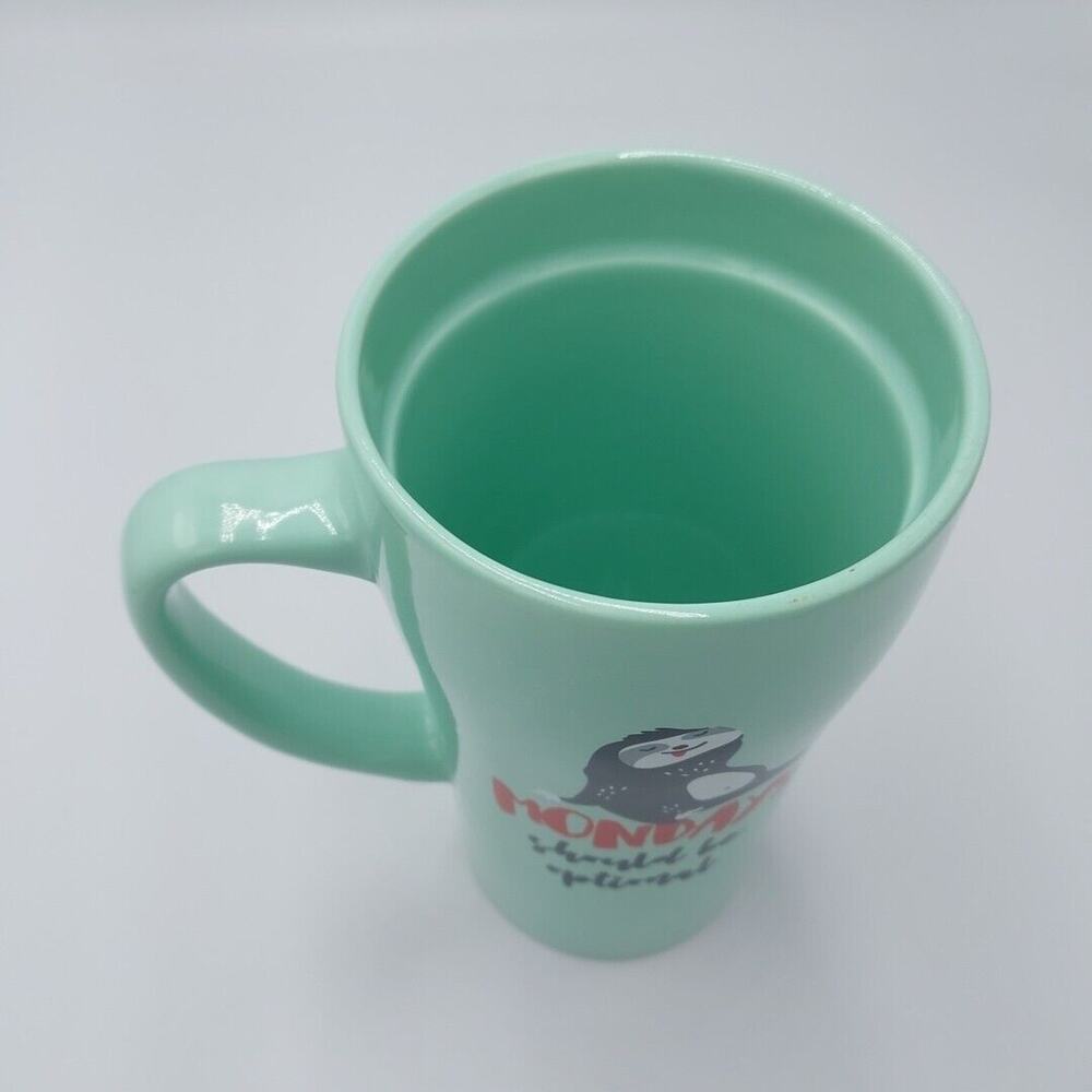 Tall Mug “ Mondays Should Be Optional “ by Clay Art Sloth Coffee Tea Coco - Picture 3 of 4